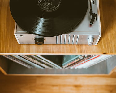 Vinyl, zene, hang, régi, elektronikus, technológia, rekord