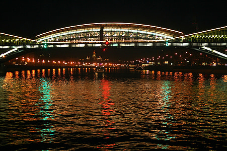 rivier, water, Cruise, brug, verlichting, wit, reflectie