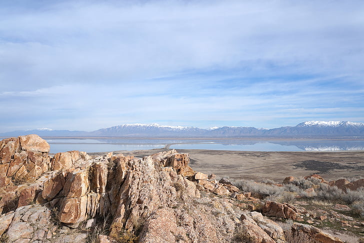 Great salt lake, antilope ø, Utah, USA