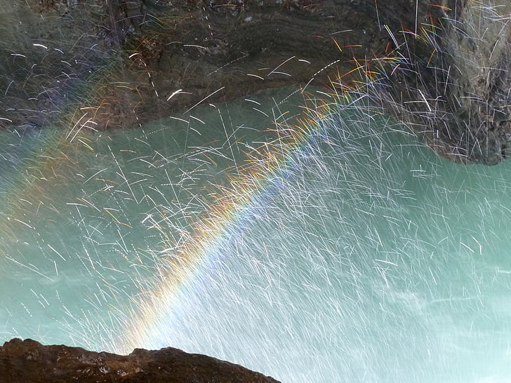vann, regnbue, Partnach, Garmisch, meditasjon, fossefall, humør
