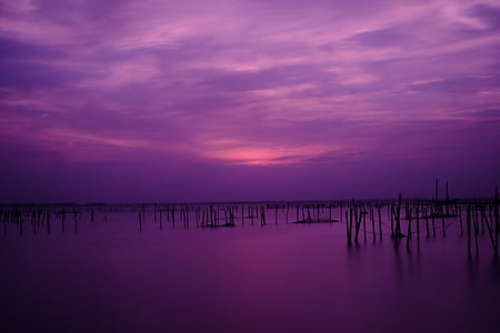 Захід сонця у tam giang лагуни, В'єтнам, Захід сонця, у другій половині дня, води, Хмара, Вулиця