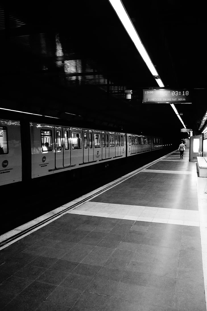 vlakem, světlo, stanice metra, provoz, gleise, Underground, Stop