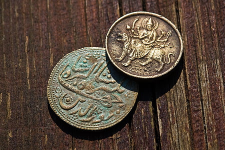 raha, metallist, puit, Tabel, vana, India, Aasia