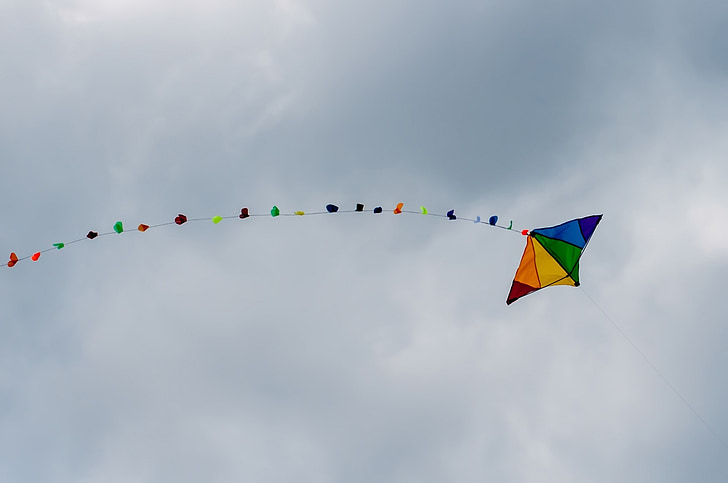 kite, sky, rainbow, colors, sport, fun, fly