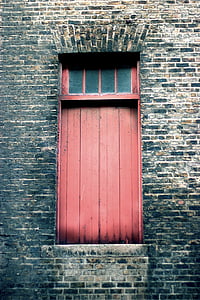 ประตู, สีแดง, บ้าน, บ้าน, อพาร์ทเมนท์, ไม้, อิฐ