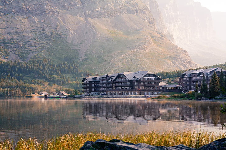 SWIFT bieżącego jezioro, Lodowiec, panoramiczne, Montana, Jezioro, park narodowy Glacier, góry