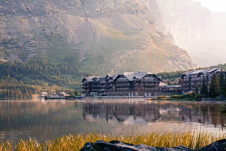 Lago di corrente rapida, ghiacciaio, Panoramica, Montana, Lago, Parco nazionale Glacier, montagne
