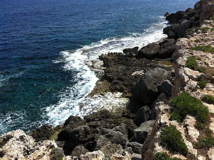 menorca, rock, coast, rocky coast, karg, balearic islands, mediterranean