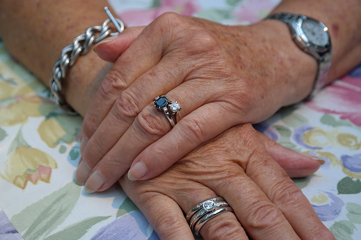 Hände, Frau, Schmuck, Finger, gefaltet, Uhr, Armband