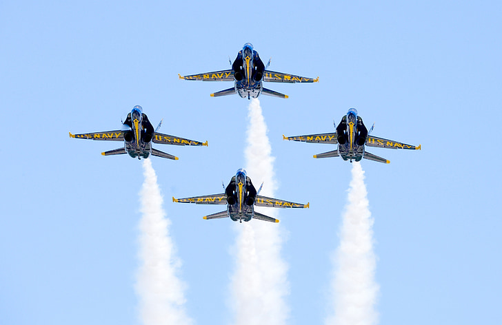 Angeli blu, aeromobili, volo, squadrone di dimostrazione, blu marino, Stati Uniti d'America, prestazioni
