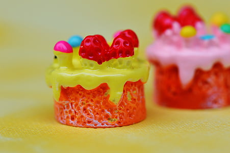 Cupcake, gâteau, miniature, céramique, drôle, décoration, fragiles