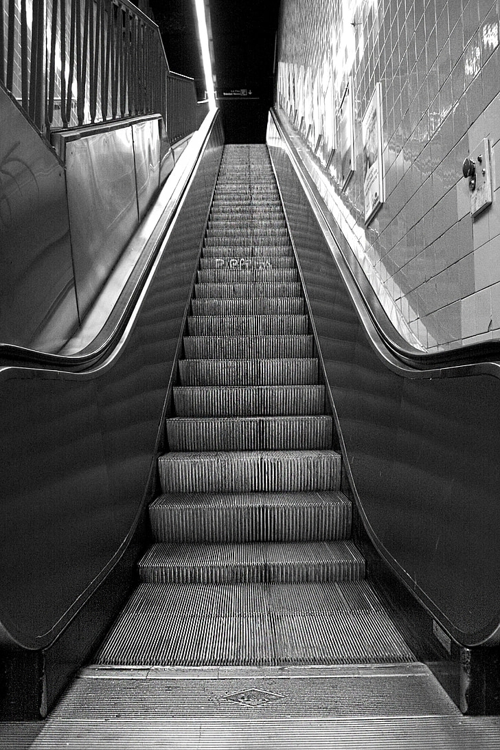 schody ruchome, Underground, metra, Miasto, metra, transportu, nowoczesne