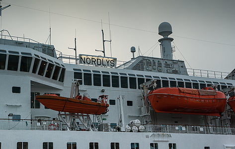 Ferry, canots de sauvetage, pont, navigation