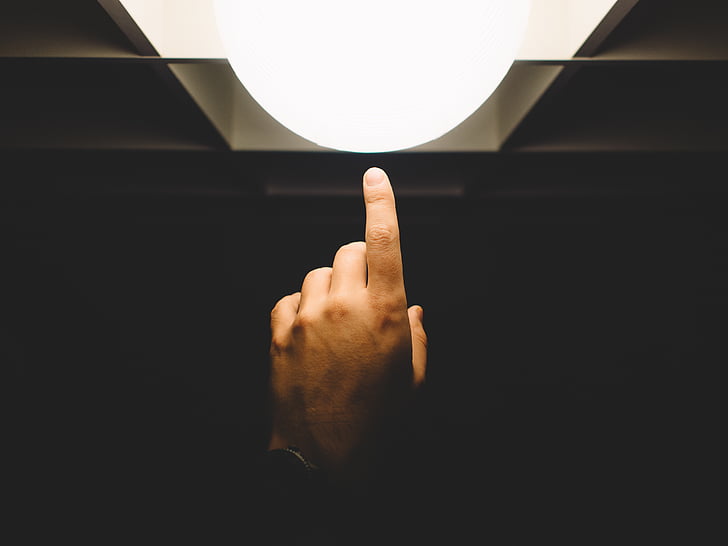 person, pointing, finger, light, hand, lamp, human hand