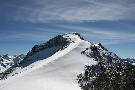 neve, montanha, Alpes, montanhas, Suíça, céu azul, Pico solitário