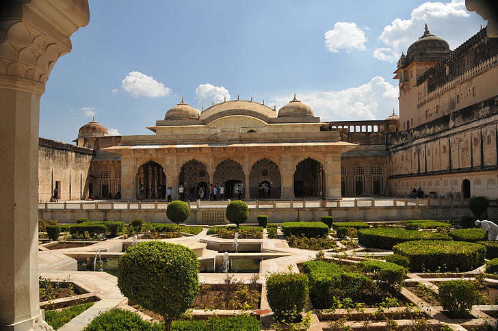 Jaipur, Amber Fort, Rajasthan, Índia, jardim, Palácio, Kachhawaha