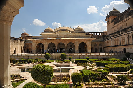 Jaipur, Amber Fort, Radżastan, Indie, ogród, Pałac, kachhawaha