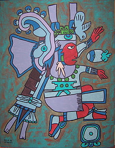Xiuhtecuhtli, Aztec, Dieu de la pluie aztèque, Dieu aztèque, peinture, Inca