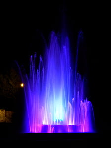 water, fountain, illuminated, colorful, water games, inject, bubble