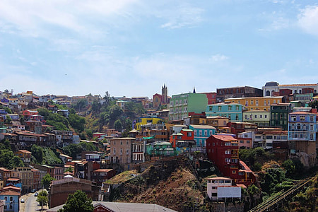 Chile, Valparaiso, Sydamerika, landskap, stadsbild, bergen, arkitektur