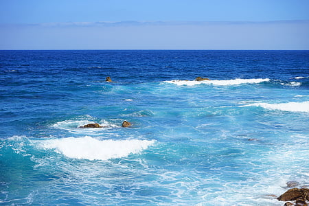 laut, air, laut, lebar, gelombang, biru, blautöne