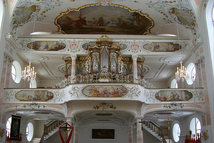 organ, gallery, salian parish church, allgäu