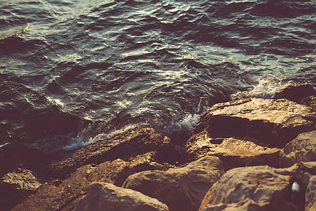 mar, oceano, água, ondas, natureza, pedras, Costa