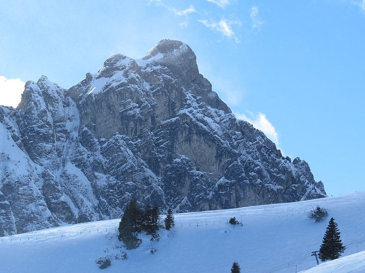 hegyi, hó, Aggenstein, téli, fehér, Sky, északi fal
