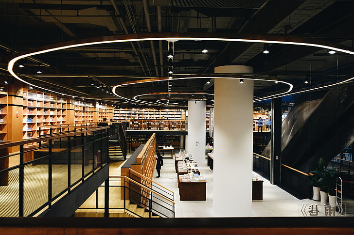 Chang-čou, knihkupectví, Anděl, Knihovna, knihy, studie, uvnitř