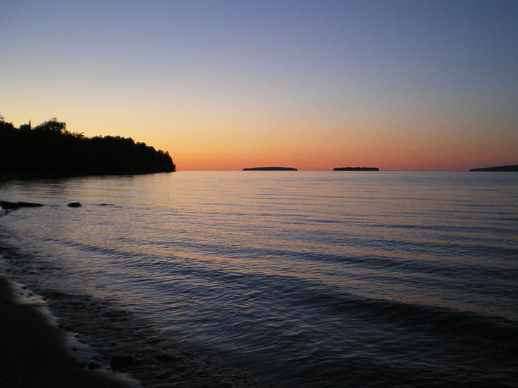 beach, sunset, serene, sea, nature, water, sky