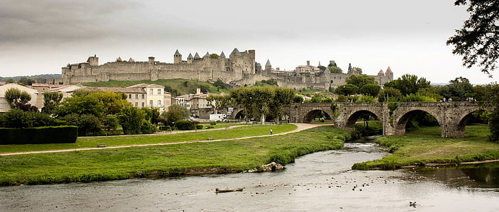 Carcassonne, França, Castelo, história, arquitetura, lugar famoso, Europa