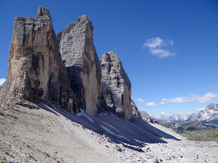 trois zinnen, alpin, montagnes, Italie, Dolomites, Rock, champ de décombres
