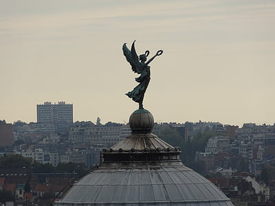 Брюксел, парк cinquantenaire, Ангел, вечерта, здрач, Статуята, лети