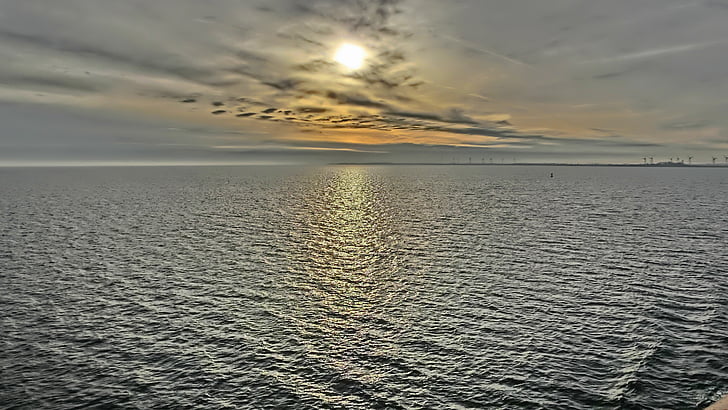 Danemarca, Marea Baltică, coasta, mare, apa, amurg, apus de soare