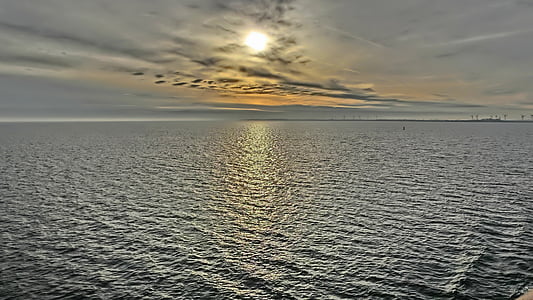 Dinamarca, Mar Bàltic, Costa, Mar, l'aigua, crepuscle, posta de sol