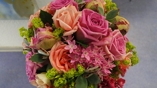 mawar, tender, warna pastel, karangan bunga musim panas, Pink rose