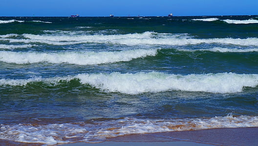 paysage, vue, la mer Baltique, les vagues, eau, Pologne