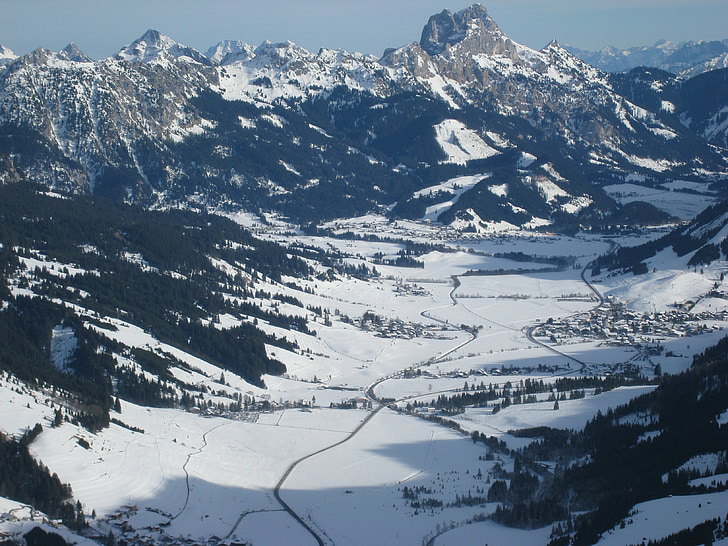 alpine, tyrol, tannheimertal, winter, red flühe, gimpel