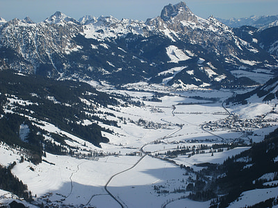 alpejska, Tyrol, tannheimertal, zimowe, czerwony flühe, Gimpel