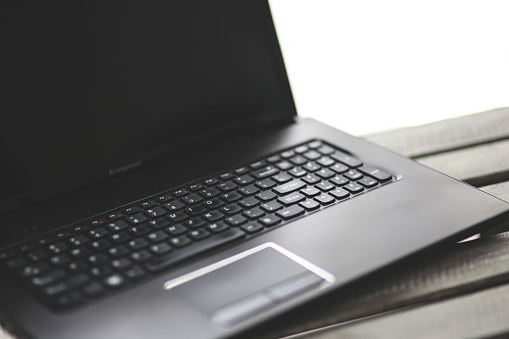 negro, Notebook, ordenador portátil, teclado, computadora, tecnología, trabajo