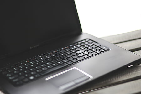 preto, caderno, computador portátil, teclado, computador, tecnologia, trabalho