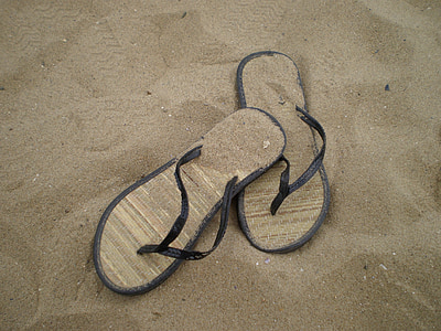 sandals, sand, beach, footwear, flip flops, sandy, shoes