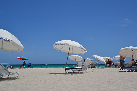 parasol, liège, beach, sand, deck chair, holiday, sea