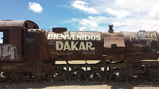 uyuni의 사막, 버려진된 기차, 오래 된 기차