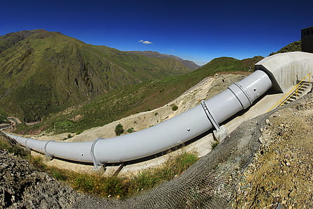 cijevi, Hidroelektrane snage, huanza, Peru, voda brana, bager, elektrane