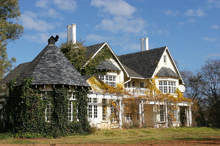 Cottage, vie à la campagne, architecture, maison, fenêtre de, style, la façade de la