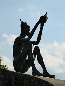 sculpture, bronze, statue, wine, god of wine, exhibition