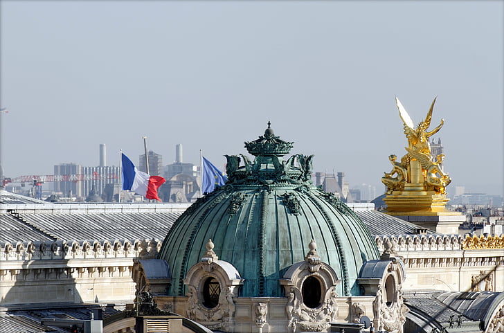 Paris, tak, öppna spisar, turism, Paris opera, Dome, arkitektur