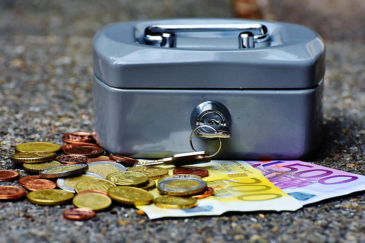 Cashbox, soldi, valuta, scatola dei contanti, Finanza, contenitore di soldi, Euro
