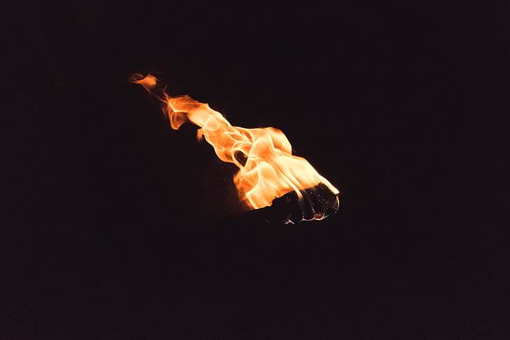 oświetlony, Latarka, ogień, spalony, płomień, spalanie, ciepła - temperatury